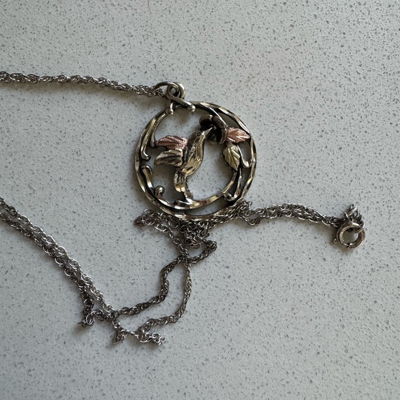 Sterling Silver & 2-Tone 12kt Gold Hummingbird Pendant - Picture 1 of 7